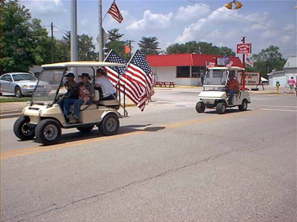 Patriotic golf carts & citizens